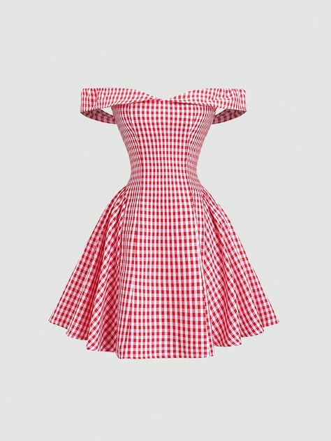 French Retro Sexy Off Shoulder Strapless Fitted Mini Dress Red Plaid Print For Summer Ladies Red Elegant  Short Sleeve Woven Fabric Gingham,Plaid A Line Non-Stretch  Women Clothing, size features are:Bust: ,Length: ,Sleeve Length: Mini Dress Red, French Retro, Fitted Mini Dress, Red Mini Dress, Plaid Print, Dress Red, Red Plaid, Style Retro, Gingham