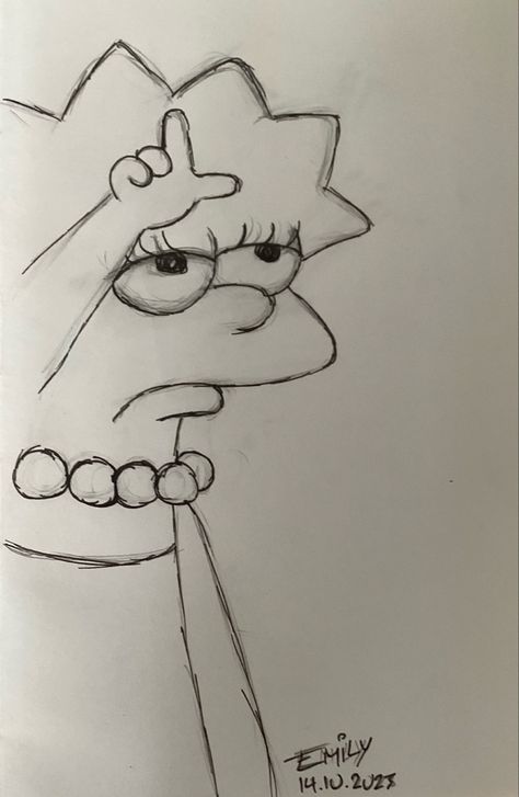 lisa simpson drawing Manga Drawings Easy, Lisa Simpson Sketch, Simson Drawings Easy, The Simpsons Drawings, Simpsons Sketch, Lisa Simpson Drawing, Slay Drawing, Simpson Drawing, Drawings To Trace