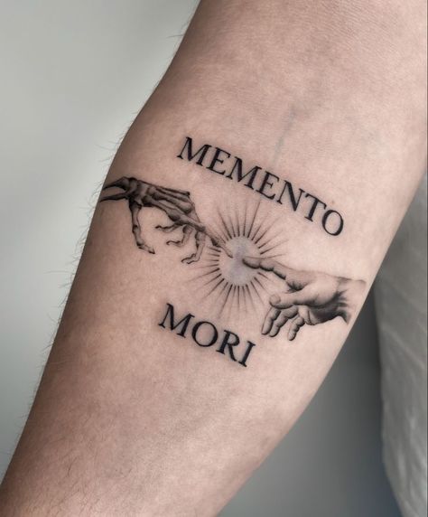 Around The Arm Tattoo, Latin Tattoo Ideas, Momento Mori, Memento Mori, Arm Tattoo, Tattoos And Piercings, Tattoos For Guys, Tattoo Ideas, For Men