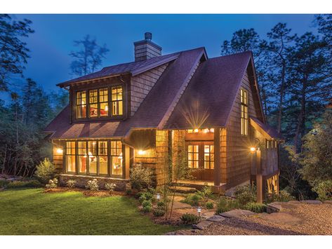 Arts & Crafts House Plan Front Photo 02 - Grinnell Terrace European Home 082D-0066 | House Plans and More Appalachian Architecture, Small Lake House, Mountain Cottages, Craftsman Entry, Corner Soaking Tub, Housing Plans, Castle Plans, Wood Columns, Cottage Retreat