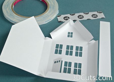 Paper Models House, Village Cottage, Diy Christmas Village, Crochet Leaf Patterns, House Template, Two Story House, Paper Craft Tutorials, Cardboard House, Putz Houses