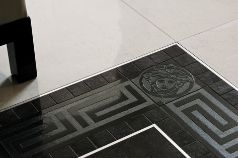 Versace Bathroom, Versace Interior, Versace Tiles, Versace Furniture, White Subway Tile Bathroom, Home Tiles, Command Center Kitchen, Marble Flooring Design, Marble Tile Bathroom