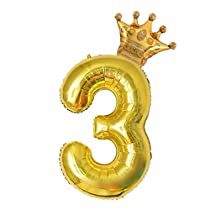 Check this out! 3rd Birthday Balloons, Gold Number Balloons, Mini Crown, Kids Wedding, Birthday Photo Props, Party Scene, Gold Number, Silver Crown, Number Balloons