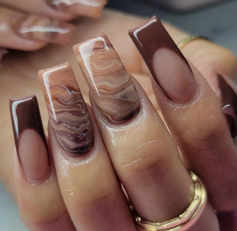 Build Up Gel Nail Designs, Brown Acrylic Nails, Fancy Nails Designs, Girly Acrylic Nails, French Tip Acrylic Nails, Short Square Acrylic Nails, Nail Style, Acrylic Nails Coffin Pink, White Nail