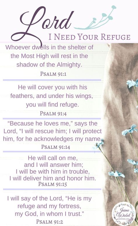 Psalm 91 - 5 Verses when you want to seek shelter and refuge in the Lord #TrustinGod #Faith #FearNot How To Seek God With All Your Heart, Psalm 91 Prayer Of Protection, Courage Scripture, Encouragement Jar, Military Letters, Bible Verses For Hard Times, Psalm 91 Prayer, God Verses, Seek God