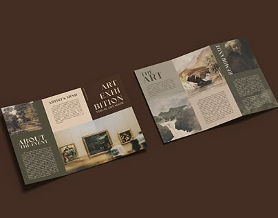 Art Museum Brochure, Art Exhibition Brochure, Cute Brochure Design, Art Gallery Brochure, Art Brochure Design, Museum Brochure Design, Museum Flyer, Leaflet Design Ideas, Gallery Brochure