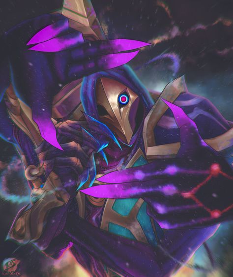 Dark Cosmic Jhin , Alejandro Koi Ipinza on ArtStation at https://www.artstation.com/artwork/BmzwJ6 Dark Cosmic Jhin, Dark Star, League Of Legends, Koi, Free Pattern, Purple