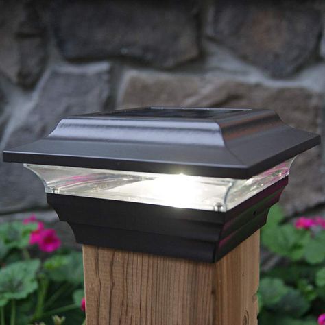 Imperial 2 1/2" High Bronze Outdoor Solar LED Post Cap - #39P40 | Lamps Plus Vinyl Deck, Solar Post Lights, Solar Post Caps, Fence Post Caps, Solar Fence Lights, Deck Posts, Solar Power Panels, Solar Energy Panels, Best Solar Panels