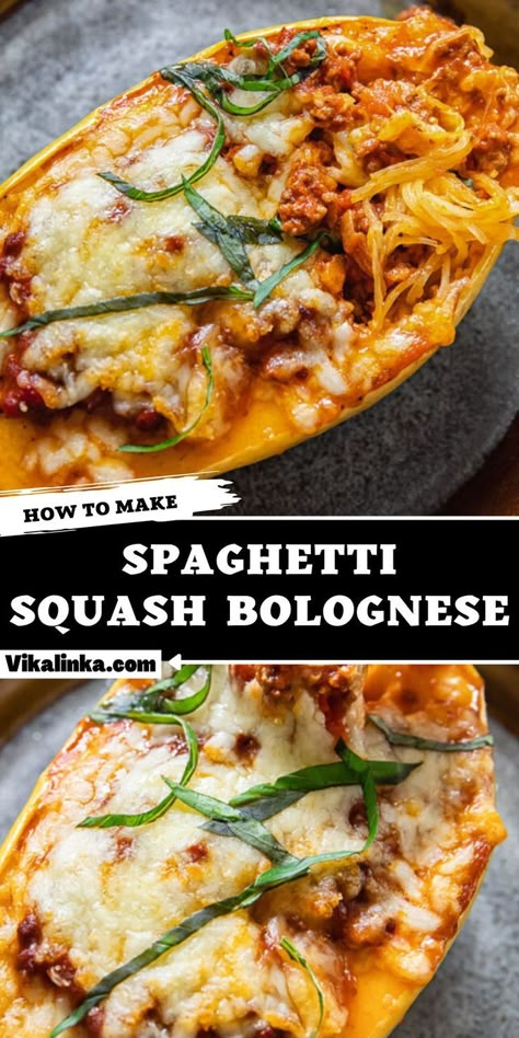 Spaghetti Squash Bolognese, Spaghetti Squash Boats, Italian Spaghetti Sauce, Healthy Squash Recipes, Spaghetti Squash Recipes Healthy, Squash Boats, Stuffed Spaghetti Squash, Fall Favorites Recipes, Cooking Spaghetti