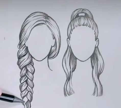 How To Draw Caracter Cartoon, How To Draw Hair Up, Fashion Hair Drawing, Hairstyle For Drawing, Croquis Hairstyles, How To Draw Tops, Hair Drawings Girl, How To Draw Girl Hair, Drawing Hairstyles Girl