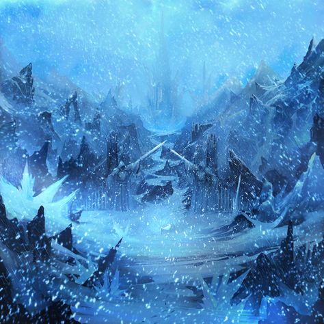 ArtStation - Niflheim, Gonzo Snow Arctic Fantasy Art, Niflheim Norse Mythology, Lich Queen, Ice Demon, Frozen Background, Icewind Dale, Arctic Landscape, Heaven Art, Island Theme