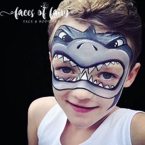 Shark Face Paint, Shark Makeup, Painting Design Ideas, Shark Mask, Animal Face Paintings, Face Painting Tips, Face Painting For Boys, Sharks For Kids, Face Paints