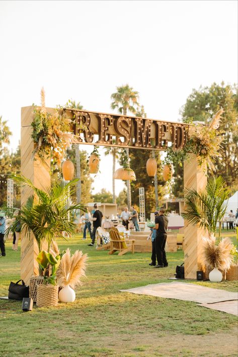 Tropical Entrance Decor, Boho Entrance Decor, Grenada Wedding, Boho Event Decor, Coachella Decor, Petroleum Logo, Outdoor Events Decor, Event Entrance Design, Boho Event