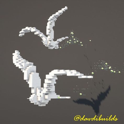 Minecraft Bird Build, Butterfly Minecraft Build, Bird Minecraft, Minecraft Cottagecore, Minecraft W, Overgrown Garden, Minecraft Wall, Moth Illustration, Seagulls Flying