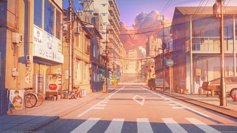 street sketch wallpaper Japan City Wallpaper Desktop, Japan Aesthetic Landscape Wallpaper, Japan Art Wallpaper Desktop, Aesthetic Cars Wallpaper Desktop, Anime Evening Scenery, Digital Art Pc Wallpaper, Sunset Aesthetic Pc Wallpaper, Digital Art Landscape Desktop Wallpaper, Crosswalk Wallpaper