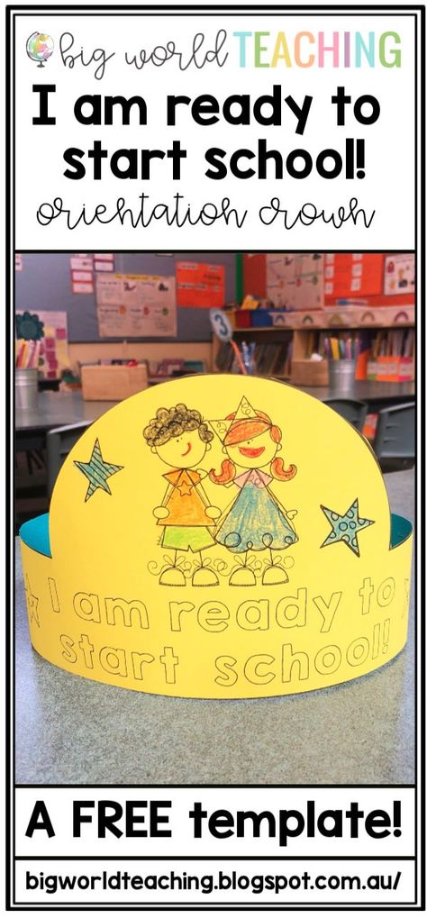 Big World Teaching: Starting School Crown - Another FAB Orientation Activty! Starting School Activities, Preschool Orientation, Kindergarten Crown, Kindergarten Orientation, Welcome To Preschool, September Preschool, Orientation Day, Preschool First Day, Transition Activities