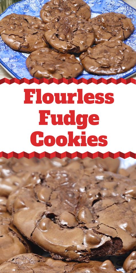 Flourless Fudge Cookies, Flourless Cookies Chocolate Chips, Cookie Recipes Without Flour, Flourless Sugar Cookies, Baking Recipes Without Flour, Desserts Without Flour, No Flour Desserts, Recipes Without Flour, Cake Flour Cookies