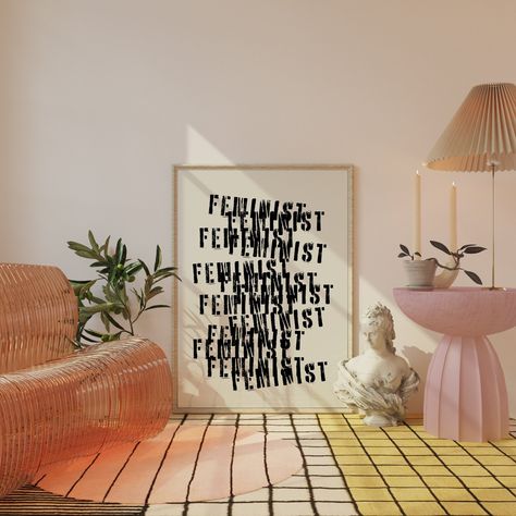 Feminist Art Print Typography Art Girly Posters Feminist - Etsy Feminist Decor, Feminist Art, Typography Art, Feature Wall, Game Room, Printed Items, Gallery Wall, Typography, Digital Prints