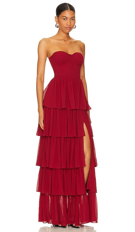 Find LOVERS AND FRIENDS Hattie Gown In Red on Editorialist. Lovers and Friends Hattie Gown in Red. - size S (also in XS, XXS) Lovers and Friends Hattie Gown in Red. - size S (also in XS, XXS) Introducing Lovers and Friends' Deep Red Hattie Gown. With a boned corset-style bodice and tiered georgette skirt, this gown exudes elegance and flattery. Perfect for galas, cocktail parties, and awards ceremonies, make a statement in style. Self: 100% polyester Lining: 95% polyester 5% spandex. Made in Chi Los Angeles, Dream Prom Dress, Georgette Skirt, Prom Dress Inspo, Dresses Fancy, Dream Prom, Senior Prom Dresses, Boned Bodice, Prom Dress Inspiration