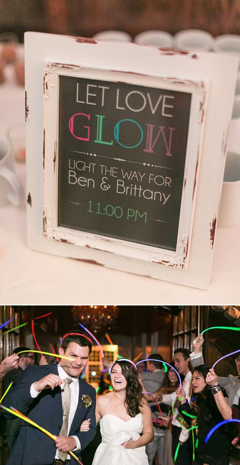 Wedding Favor Table Ideas, Glow Stick Grand Exit, Glow Stick Wedding Send Off Sign, Send Off Signs For Wedding, Wedding Send Off Glow Sticks, Glow Stick Exit Wedding, Glow Stick Wedding Send Off, Glow Stick Ideas, Wedding Send Off Ideas