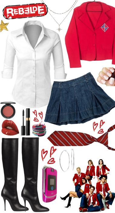 y soy rebelde Outfit | ShopLook Rebelde Outfits Mia, Rebelde Outfits Halloween, Rebelde Uniform Outfits, Rebelde Outfits, Rebelde Skirt, Rbd Rebelde Shirt, Preppy Fall, Cute Themes, Cutout Bodysuit