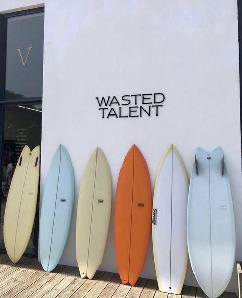 Wasted Talent, Campervan Design, Surfboard Brands, Fish Surfboard, Surfboard Painting, Surf Coffee, Surf Aesthetic, Surfboard Decor, Surfboard Shapes