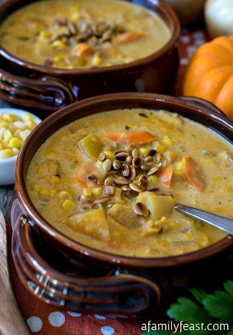 Blue Hubbard Squash and White Bean Soup - A Family Feast® Hubbard Squash Recipes, Blue Hubbard Squash, Hubbard Squash, Mini Pumpkin Cheesecake, Savory Pumpkin Recipes, Italian Sausage Soup, Pumpkin Soup Recipe, Fried Cabbage, Sausage Soup