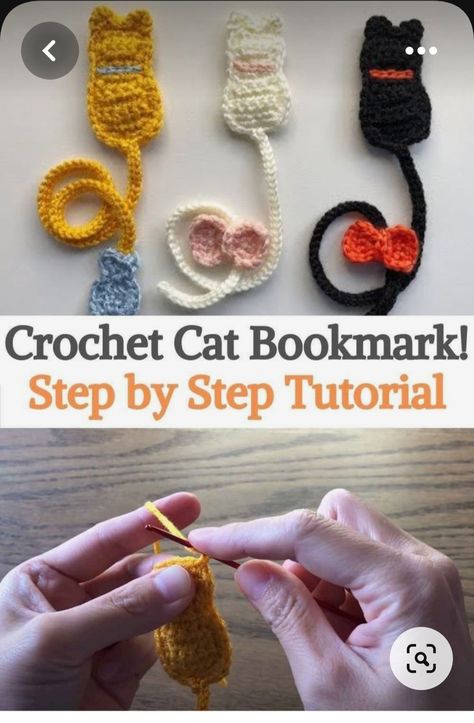 Crochet Cat Bookmark Pattern, Book Crochet Pattern Free, Animal Crochet Bookmark, How To Make Crochet Bookmarks, How To Make A Crochet Bookmark, Free Crochet Bookmarks Patterns, Bookmarks To Crochet, Crochet Projects Bookmarks, Easy Crochet Crafts For Beginners