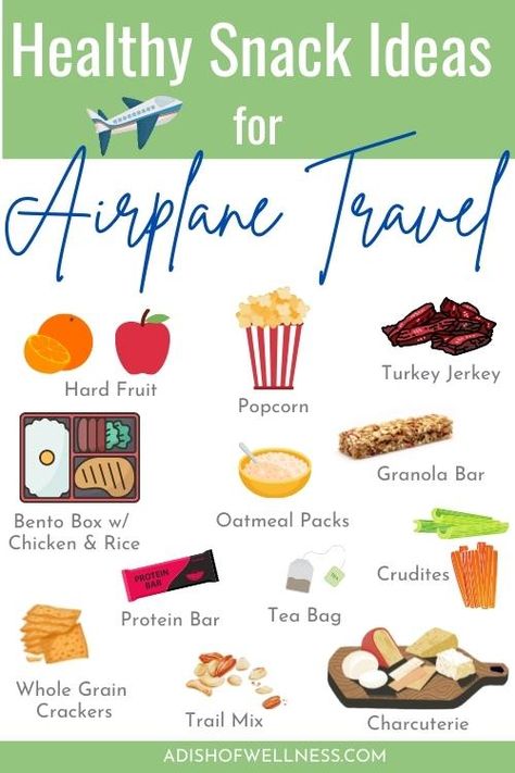 Healthy Travel Food Airplane, Snacks To Take On Vacation, Good Airplane Snacks, Bariatric Travel Snacks, Snacks On A Plane, Good Snacks To Bring On A Plane, Airport Food Prep, Snacks To Bring Camping, How To Eat Healthy On Vacation