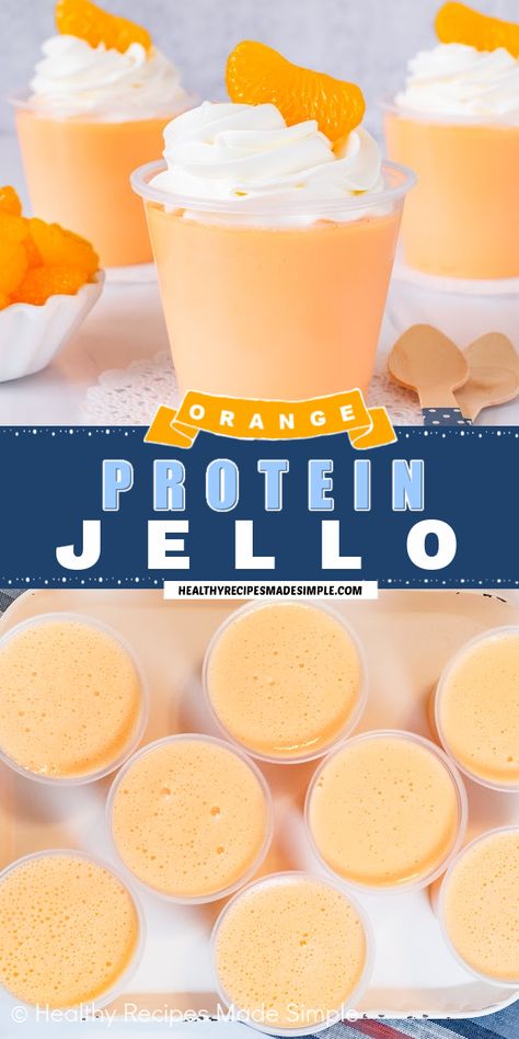 Jello And Protein Powder, Low Calorie Jello Recipes, Recipes With Orange Jello, Dessert Recipes With Jello, Bobby Calabrese Recipes, Healthy Jello Salad, Bariatric Pudding Recipes, Keto Jello Salad Recipes, Creamsicle Dessert Recipes