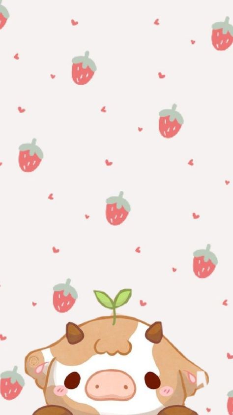 Sketchbook Ideas Inspiration, Cow Wallpaper, Ipad Air Wallpaper, Cow Drawing, Cute Home Screen Wallpaper, Cute Home Screens, Strawberry Cow, Pretty Phone Wallpaper, Cow Art