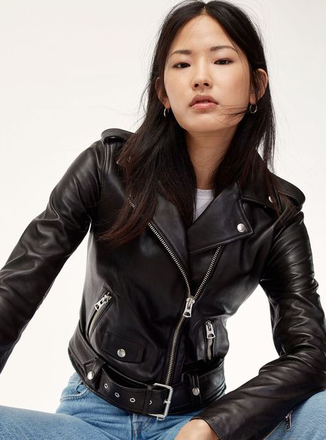 Biker Babe Outfit, Hell Bent, Leather Jacket Girl, Celebrities Leather Jacket, Biker Babe, Best Leather Jackets, Lamb Leather Jacket, Womens Biker Jacket, Distressed Jacket