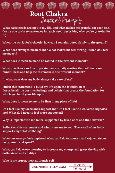 Discover 30 powerful root chakra journal prompts to heal your body’s energy center for safety, stability, and groundedness. #rootchakra #chakras #chakrahealing #journalprompts #rootchakrajournalprompts #chakrajournalprompts #energycenters #energyhealing Shadow Work For Root Chakra, Journal Prompts For Sacral Chakra, Stability In Life, Chakras Journaling, Shadow Work Root Chakra, Root Chakra Shadow Work Prompts, Heart Chakra Journal Prompts, Root Chakra Journal Prompts, Sacral Chakra Journal Prompts