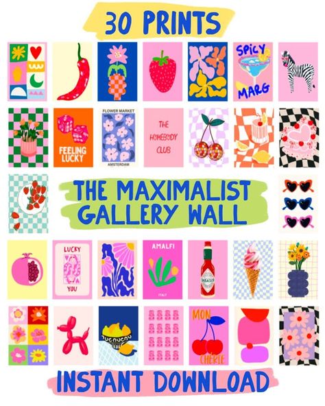 MEGA BUNDLE Gallery Wall Art, 30 Art Prints, Eclectic Bundle Set, Dopamine Wall Art,  Maximalist Wall Art, Pink Preppy Poster Set,Trendy Art Bright Home Interior, Dopamine Art, Maximalist Gallery Wall, Maximalist Poster, Maximalist Art, Maximalist Wall, Maximalist Wall Art, Pink Preppy, Eclectic Wall Art