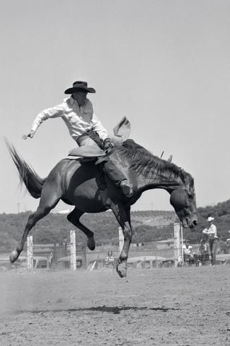 size: 12x8in Photographic Print: 1950s COWBOY RIDING A HORSE BAREBACK ON A WESTERN RANCH USA by Pound : 1950s Cowboy, Riding A Horse, A Horse, Cowboy, Canvas