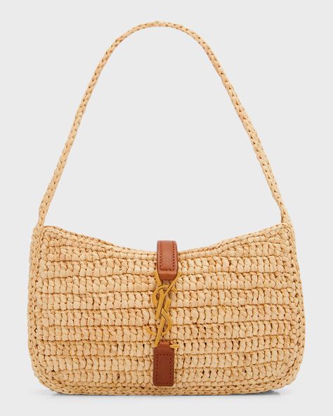 Crochet Wall Hangings, Summer Handbags, Ysl Logo, Women Purse, Woven Raffia, Raffia Bag, Crochet Clothing, Crochet Bag Pattern, Mini Shoulder Bag