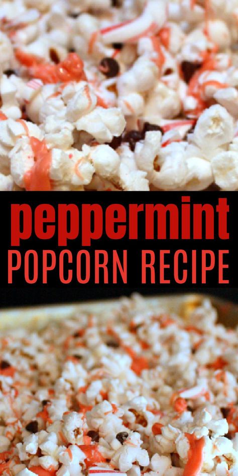 Delicious white chocolate popcorn and candy cane dessert. Great Christmas treat. Holiday recipe perfect for Christmas party food. Fun peppermint popcorn treat. https://www.raegunramblings.com/candy-cane-white-chocolate-popcorn-recipe/ Candy Cane Popcorn Recipes, Peppermint Bark Popcorn, Peppermint Popcorn Recipe, Homemade Popcorn Flavors, Adult Slumber Party Ideas, Candy Cane Popcorn, Candy Cane Recipes, Candy Popcorn Recipe, Chocolate Popcorn Recipe