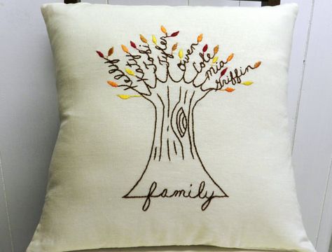 Personalized Family Tree Pillow Cover. Anniversary Gift. AUTUMN Leaves. Birthday Gift for Mom. Family Pillow. Personalized Christmas Gift. Unique Birthday Gift for Mom. Family Names. Children's Name. Family Tree. Diy Christmas Gifts For Parents, Family Tree Pillow, Family Pillow, Mom In Law, Law Christmas, Parents Christmas, Embroidery Leaf, Christmas Gifts For Parents, Personalised Family Tree