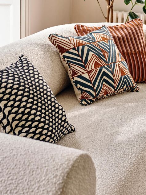 Cushions | Sofa Cushions & Throw Pillows | Soho Home US African Contemporary Interior Design, Cushion Combinations, Houses Around The World, Patterned Cushions, Dec Pillows, Soft Accessories, African Interior, Kitchen Lounge, Soho Home