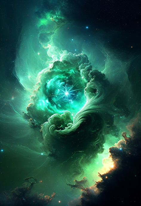 Green Space Wallpaper, Green Nebula, Green Wallpaper Phone, Green Room Decor, Art Spatial, Cool Galaxy Wallpapers, Space Nebula, Green Galaxy, Space Phone Wallpaper