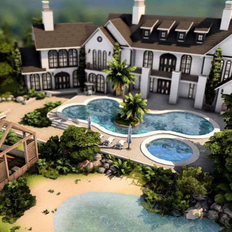 Sims 4 Her Majesty Builds, Sims 4 House Modern Mansion, Sims 4 Cc Mats, Sims House With Pool, Modern House In Sims 4, Sims 4 Huge Mansion, Sims 4 Gated Community, Sims 4 Millionaire Mansion, Sims 4 Basegame Mansion