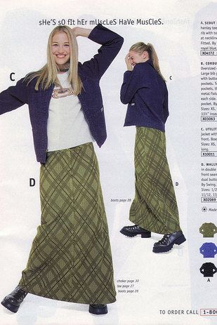 Long A-line skirts: | 24 Forgotten Items All Late '90s Teen Girls Were Slightly Obsessed With 90s Teen Fashion, 00s Mode, Long A Line Skirt, Moda Hippie, 일본 패션, Mode Hippie, Desain Editorial, 00s Fashion, Look Retro