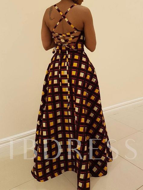 Sleeveless Backless Expansion Plaid Women's Maxi Dress Bride Groom Dresses, Dress Mother Of The Bride, Long African Dresses, African Print Clothing, Short African Dresses, Best African Dresses, African Fashion Skirts, Afrikaanse Mode, African Wear Dresses