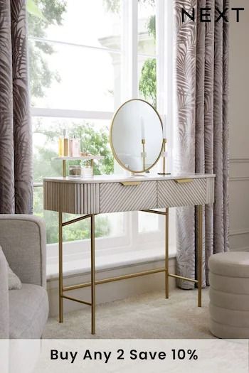 Bedroom Furniture | Bedroom Furniture Sets | Next UK Neutral Bedroom Vanity, Bedroom Decor Dressing Table, Dressing Table With Drawers Uk, Modern Makeup Vanity Ideas, Dressing Table In Front Of Window, Dressing Table Under Window, Make Up Table Ideas, Dressing Table Styling, Mini Dressing Table