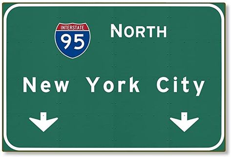 Amazon.com: Tin Sign 8x12 inches American Yesteryear I-95 Interstate NYC New York City ny Metal Highway Freeway Sign: Home & Kitchen Welcome To Nyc Sign, Nyc Street Signs, New York Street Signs, New York Street Sign, Los Angeles Sign, Wall Posters Printables, New York Sign, Street Signage, Nyc Poster