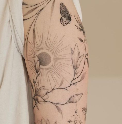 Nature Tattoo Designs, Feminine Nature, Boho Tattoos, Nature Tattoo, Shoulder Tattoos For Women, Spine Tattoos, Elegant Tattoos, Nature Tattoos, Simplistic Tattoos