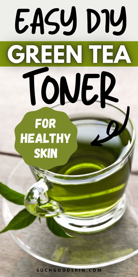 Diy Toner Face, Toner At Home, Green Tea Face Toner, Diy Green Tea, Green Tea Skin Care, Diy Toner, Green Tea Toner, Green Tea Face Mask, Green Tea Facial