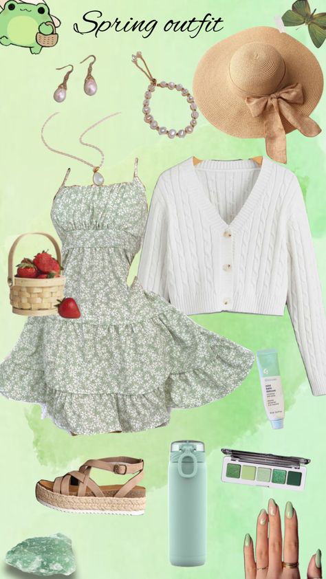 Green Spring Time look #outfitinspo #green #greenvibes #greenmoodboard #greenaesthetic #greenboard #outfit #outfits #outfitinspiration #outfitideas #outfitsinspo #spring #springtime #springcore Springcore Outfits, Aesthetic Vintage Outfits, Spring Fairy, Green Spring, Spring Wallpaper, Aesthetic Vintage, Green Aesthetic, Retro Outfits, Lookbook Outfits