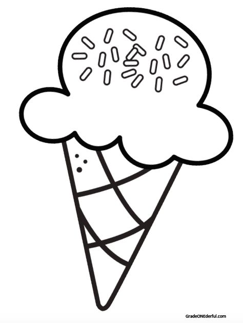 Colouring Pages For Preschoolers, Colouring Sheets For Preschoolers, Ice Cream Colouring Sheet, Drawing Sheets For Colouring, Colouring Worksheets For Preschoolers, Ice Cream Cone Coloring Page, Free Ice Cream Printables, Picture For Colouring, Colouring Pages For Kids Easy