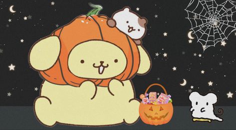 Pompompurin Halloween Background, Computer Wallpaper, Sanrio Fall, Desktop Picture, Cute, Aesthetic Sanrio Wallpaper For Computer, Halloween Wallpapers Ipad Horizontal, Cute Sanrio Pc Wallpaper, Horizontal Sanrio Wallpaper, Fall Sanrio Pfp, Aesthetic Laptop Desktop Layout, Sanrio Halloween Wallpaper Iphone, Halloween Wallpaper Ipad Horizontal, Sanrio Halloween Banner